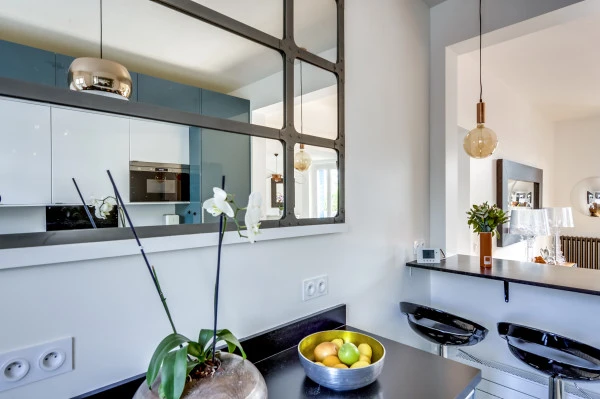 Rénovation maison Suresnes, Cuisine semi-ouverte, Marion Millet Architecte.