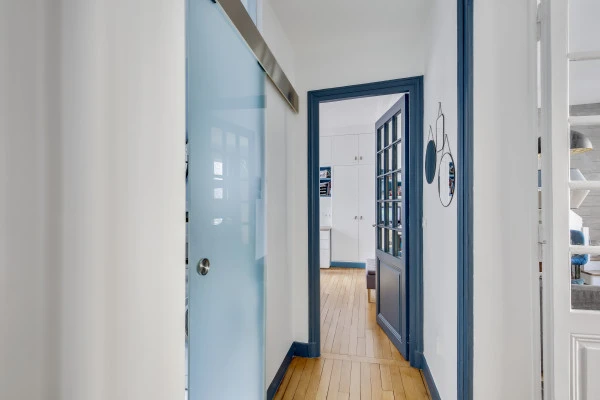 Couloir, Stiffkey blue, Farrow and Ball, Marion Millet Architecte