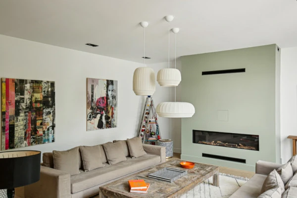 Rénovation maison Asnières sur SeineSalon - cheminée moderne 